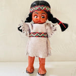 Native American Doll Vintage Indian Girl Doll Souvenir 6” Tall Blinking Eyes