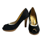 Spot On Athena Black Peep Toe Heels Womens High Heel Sandals 4" Stiletto Size 36
