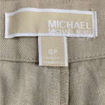 Michael Kors Linen Viscose Cropped Wide Leg Capri Pants Tan Dune Size 6P NWT