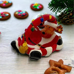 Vintage Christmas Reindeer Snowman Basket Ceramic Bowl 10"x7.5" Hand-Painted EXC