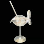 Elite Eighteen Limited Edition Swan Cocktail Glass with Glass Straw 7" Tall NIB
