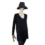 CUPIO Women's Black V-Neck Sweater Size M Modal Spandex Long Sleeve Pullover VG