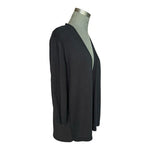 Talbots Black Open Front Blazer Duster Knit Sheer Back Women's Size M 26.5"
