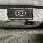 BOSS Hugo Boss Grey Striped Cotton Polo Shirt Embroidered Logo Sz Large VG