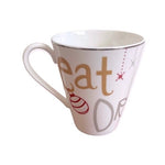 Lenox Porcelain Christmas Mug Eat Drink Be Merry 10oz Red White Gold Holiday EXC