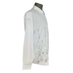 Brooklyn Express Women's White Floral Embroidered Button Up Shirt XL Long Sleeve