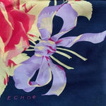 Echo Navy Blue Floral Silk Scarf 34x34 Square Multicolor 100% Silk Shawl VG