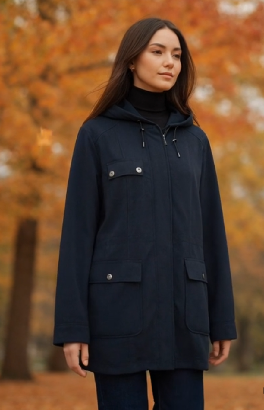 Kristen Blake Women’s Hooded Jacket Parka Raincoat Black Size M