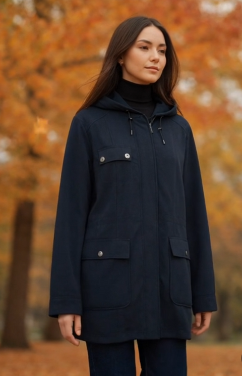 Kristen Blake Women’s Hooded Jacket Parka Raincoat Black Size M