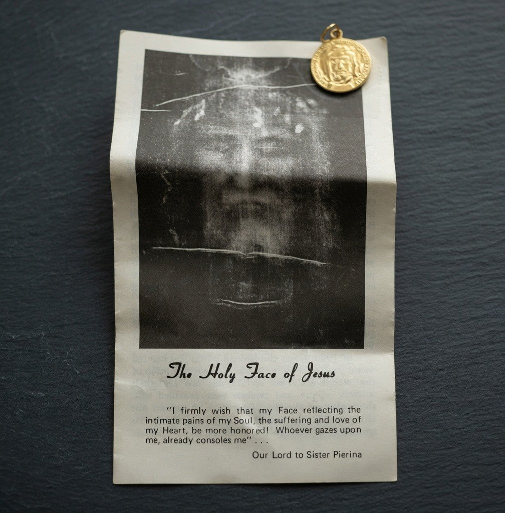 Vintage Holy Face of Jesus Gold Tone Orthodox Medal Pendant 1" Canada New