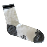 2 Pair MADE HERE Founder Crew White Grey Black Striped Unisex Socks Sz L/XL NWT