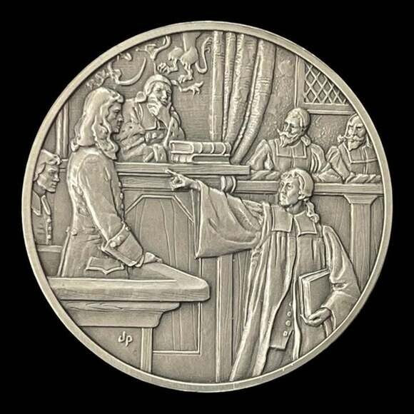 Franklin Mint History of Colonial America Pewter Medal John Culpeper Trial VG