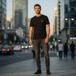 Hugo Boss Men's Contrast Logo Embroidery Regular Fit Cotton Stretch Tee L Black