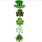 St Patrick's Day Welcome Sign Glitter Green Shamrock Hanging Decoration 24" New