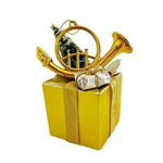 Vintage 3D Musical Christmas Ornament Gold Gift Shape Working Music Box