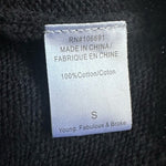 YOUNG FABULOUS & BROKEN Women's Dark Grey Cut-Out Knit Sweater Size S Cotton VG