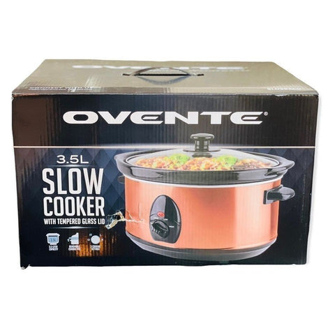 OVENTE 3.5L Copper Slow Cooker Crockpot SLO35ACO Ceramic Pot Glass Lid New