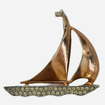 Rare Vintage Sailboat Gold-Tone Rhinestone Pin Brooch Women Jewelry