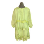 Pretty Angel Light Green Lace Embroidered Sheer Silk Women’s Blouse XL NWT