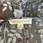 LOVESTITCH Womens Blouse M Grey Multicolor Floral Wrap Long Sleeve Knot Back VG