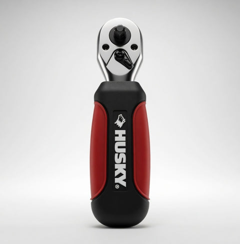 Husky Stubby Ratchet 1/4 Inch Drive Compact Red Black Grip Hand Tool VG