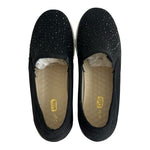 Just Lida Black Canvas Rhinestone Studded Slip-On Loafers Flats US 8.5