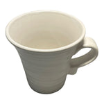 Pair 2 WCL White Ceramic Coffee Mugs 4.5" Retro Ribbed Stripes Vintage Cups