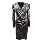 INC International Concepts Silver Velvet Wrap Dress M Puffed Sleeve Lined NWT