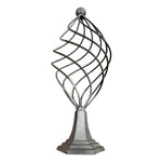 Large Metal Swirl Sphere Decoration Silver Table Top Centerpiece 17.5" Tall