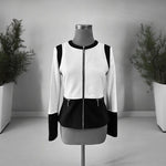Ivanka Trump Women’s Black White Colorblock Blazer Zip Front Size 4 VG