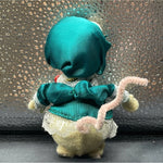Vintage Handcrafted Christmas Mouse Ornament Xmas Green PJ Mouse