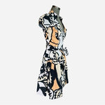 Diane Von Furstenberg Edan Wrap Dress Normandie Bloom Geometric Black White Tan