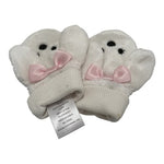 Winter White Pink Plush Mittens Baby Girl Mittens Funny Rabbit Design Mittens