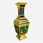 Vintage Egyptian Gold Tone Metal Vase 9.5" Embossed Pharaoh Design Collectible