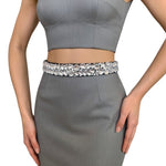 Boston Proper Black Crystal Embellished Elastic Waist Belt 1.5" Size 30-34 NWT