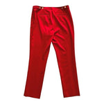 CALVIN KLEIN Women's Red Mid Rise Straight Pants S 8 Gold Button Rayon Nylon