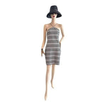 Topshop Women's Stretchy Mono Bodycon Mini Dress M Black White Stripe NWT