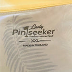 Lady Pinseeker Yellow Palm Print Golf Shirt 2XL Mock Neck Zip Long Sleeve NWT