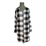 Womens Buffalo Plaid Shirt Dress Black White Button Front Tunic Size M NWT