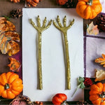 Serving Hands Halloween Claw Salad Servers Set of 2 Gold Metal Tongs Forks VG
