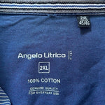 Angelo Litrico Men's Blue Grey Stripe Button Front Shirt 2XL Cotton Short Sleeve