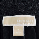 Michael Kors Black Fuzzy Sparkle Textured Blouse S/M Bow Front Long Sleeve EXC