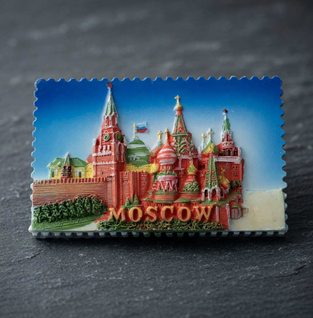 Moscow Russia Red Square Kremlin 3D Resin Fridge Magnet Thermometer Stamp New