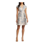 Vince Camuto Women's Blue Rose Gold Floral Jacquard V-Neck Dress 4 NWT $168