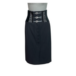 MARIA GRAZIA SEVERI Womens Skirt IT 42 (US 6) Black Bustier Midi Front Slit VG