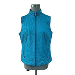 CHICO'S Womens Puffer Vest 2/L Teal Blue Sleeveless Zip Front Quilted Jacket VG