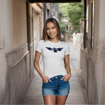 Made Here Soaring Eagle Women's Navy White T-Shirt L Cotton USA Made New