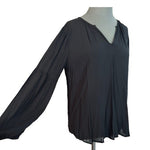 OLD NAVY Womens Top M Black Loose Fit Blouse Long Sleeve V Neck Viscose NWOT