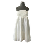 J.Crew Women's White Linen Strapless Prom Dress 6/S Fit Flare Knee Length VG