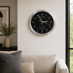 Hito Silent Wall Clock Thermometer Hygrometer 10" Silver Aluminum Frame New